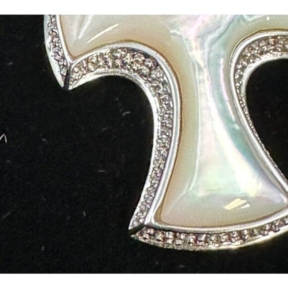 RARE Vintage Joseph Esposito Cross Pendant 925 Sterling Silver Mother of Pearl - Picture 2 of 6